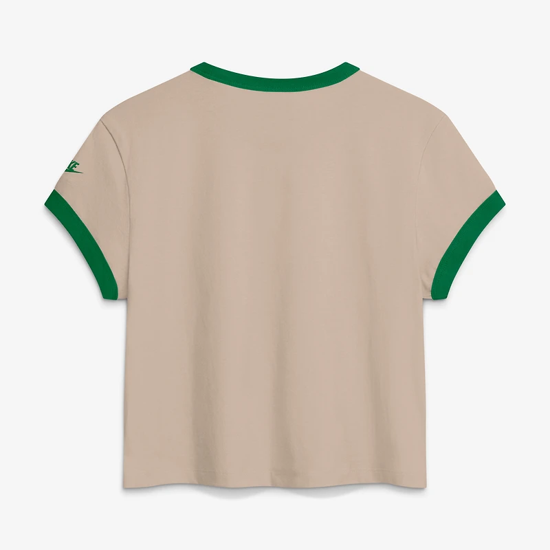 Women's Nike Cream Philadelphia Eagles Rewind Ringer Mod Cropped T-Shirt