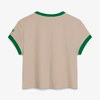 Women's Nike Cream Philadelphia Eagles Rewind Ringer Mod Cropped T-Shirt