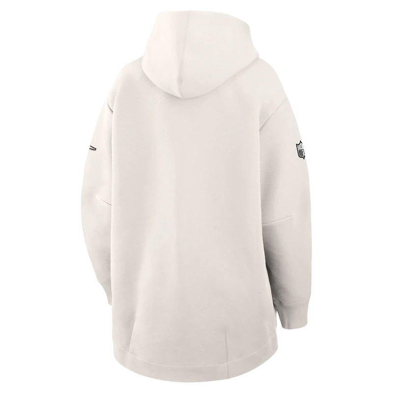 Women's Nike Cream Philadelphia Eagles Super Bowl LIX Opening Night Tech Fleece Full-Zip Hoodie