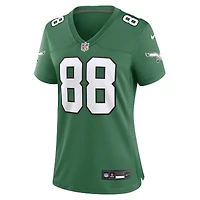 Maillot de match alternatif des Eagles Philadelphie pour femme Nike Dallas Goedert Kelly vert