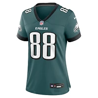 Maillot de match l'équipe Nike Dallas Goedert pour femme, vert minuit, des Eagles Philadelphie