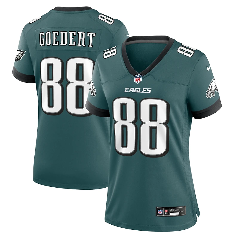 Maillot de match l'équipe Nike Dallas Goedert pour femme, vert minuit, des Eagles Philadelphie