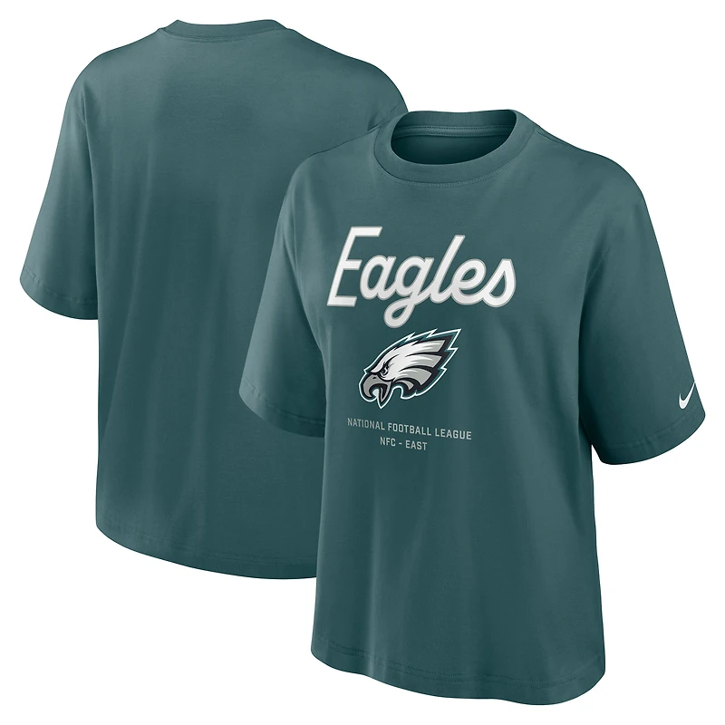 T-shirt Nike vert Philadelphia Eagles Essential Script pour femme, coupe décontractée