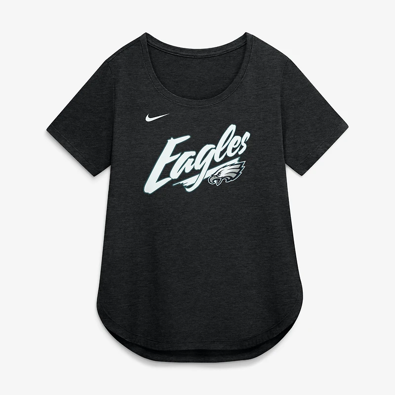 Women's Nike Heather Black Philadelphia Eagles Lockup Tri-Blend T-Shirt