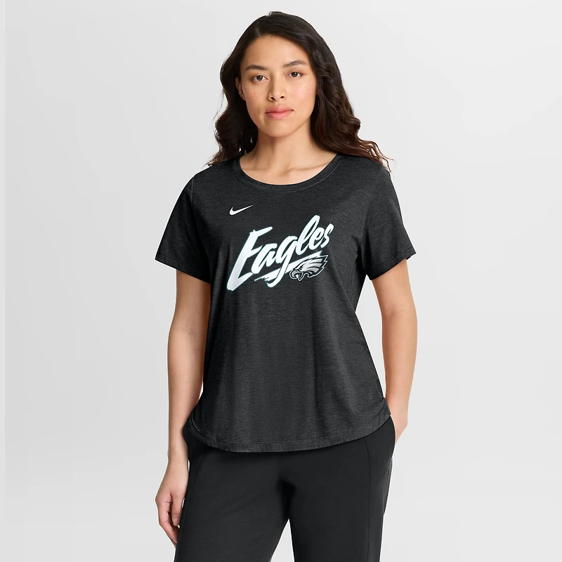 Women's Nike Heather Black Philadelphia Eagles Lockup Tri-Blend T-Shirt