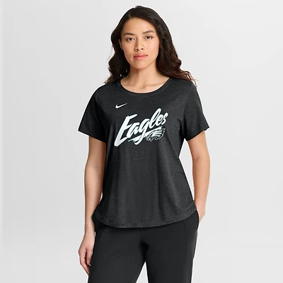 Women's Nike  Heather Black Philadelphia Eagles Lockup Tri-Blend T-Shirt
