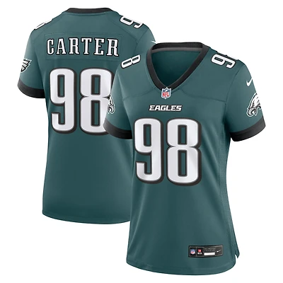 Maillot de match Nike Jalen Carter vert nuit pour femme, Philadelphia Eagles