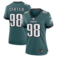 Maillot de match Nike Jalen Carter vert nuit pour femme, Philadelphia Eagles