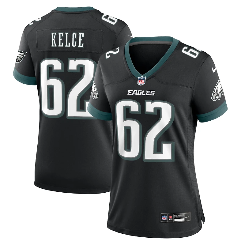 Maillot de match alternatif Nike Jason Kelce noir des Philadelphia Eagles pour femme