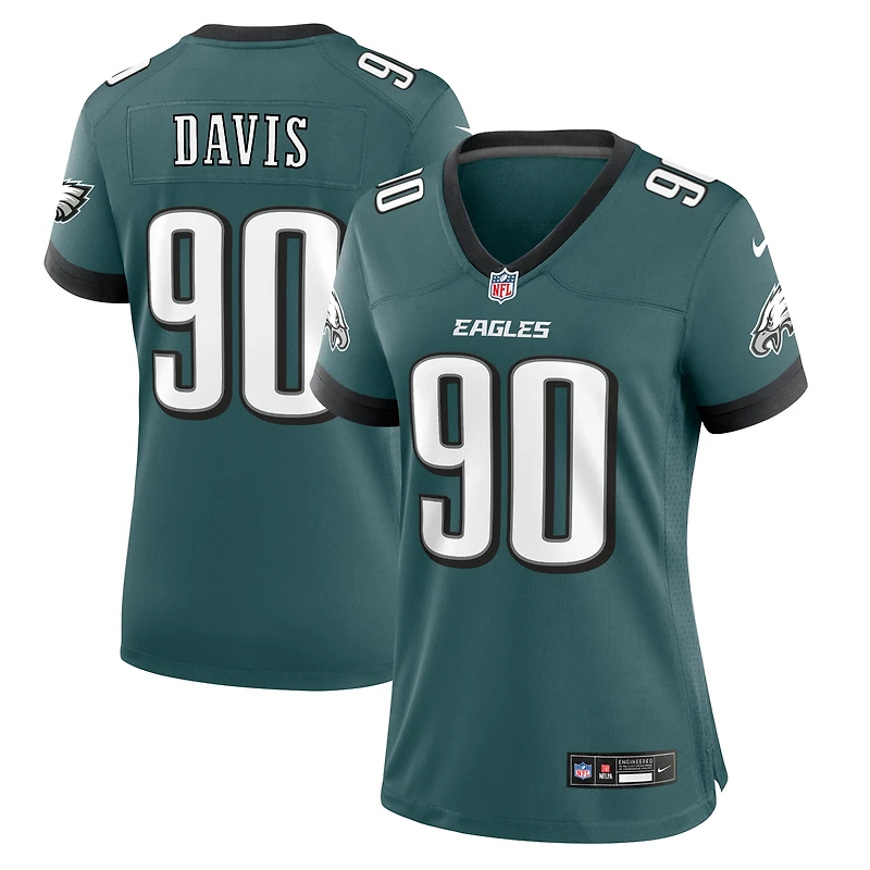 Maillot Nike Jordan Davis pour femme, vert minuit, le match de l'équipe des Eagles Philadelphie