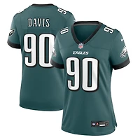 Maillot Nike Jordan Davis pour femme, vert minuit, le match de l'équipe des Eagles Philadelphie