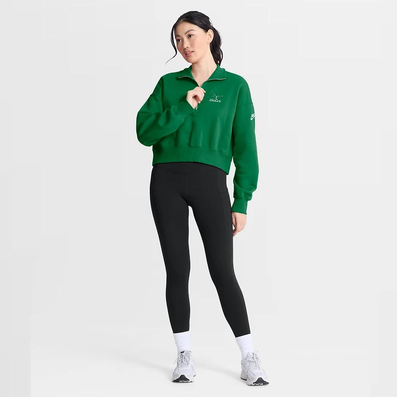 Women's Nike Kelly Green Philadelphia Eagles Phoenix Fleece Quarter-Zip Sweatshirt