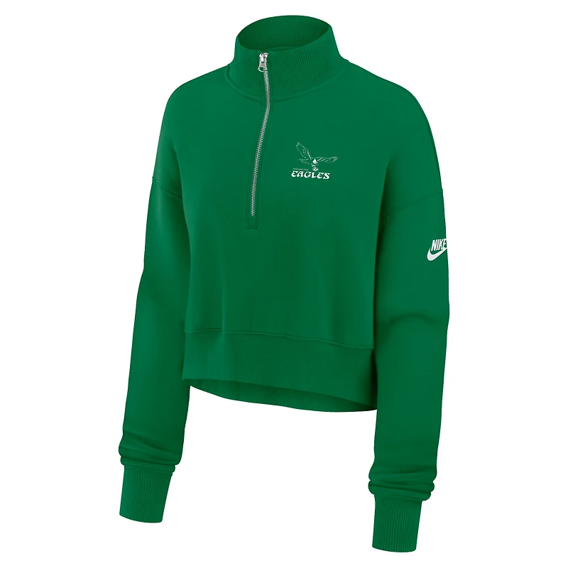 Sweat-shirt à col zippé Nike Kelly Green Philadelphia Eagles Phoenix Fleece pour femme