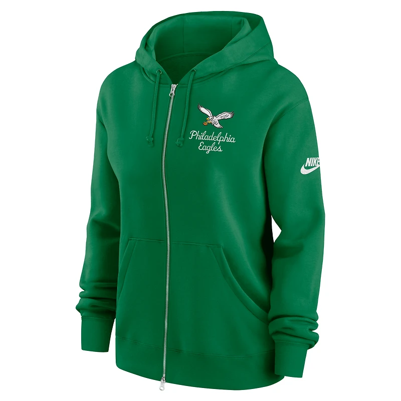 Women's Nike Kelly Green Philadelphia Eagles Phoenix Rewind Full-Zip Hoodie