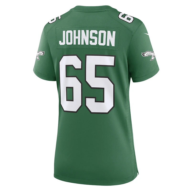 Maillot de match alternatif des Eagles Philadelphie Nike Lane Johnson Kelly vert pour femme
