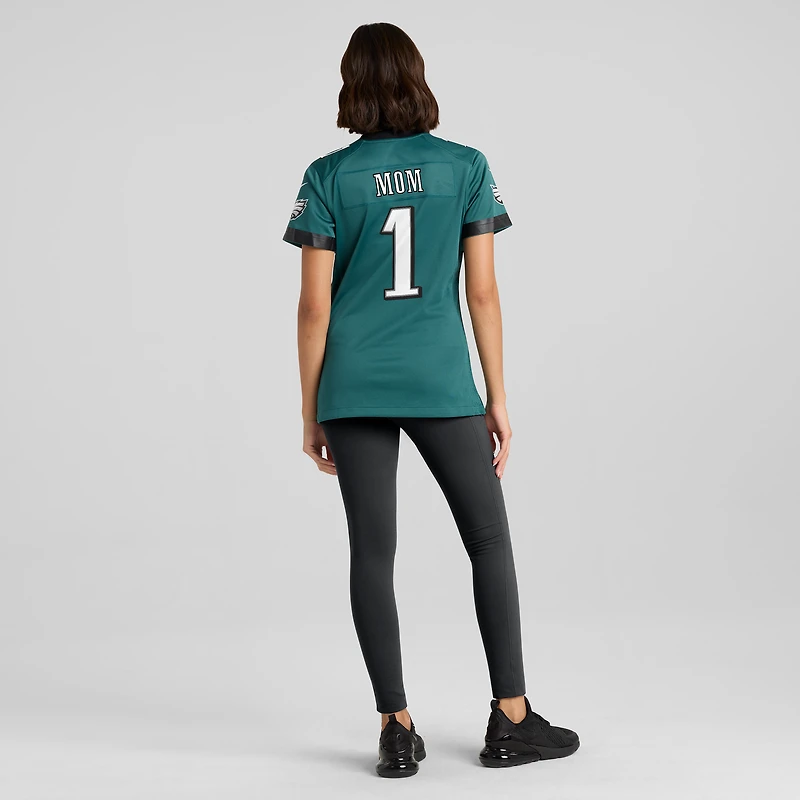 Maillot Nike #1 Mom Game des Philadelphia Eagles pour femme, vert minuit