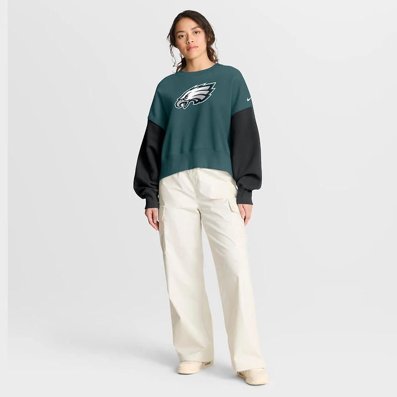 Sweat-shirt oversize à blocs de couleurs Nike vert nuit pour femme des Philadelphia Eagles