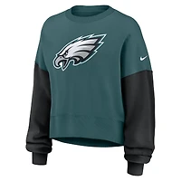 Sweat-shirt oversize à blocs de couleurs Nike vert nuit pour femme des Philadelphia Eagles