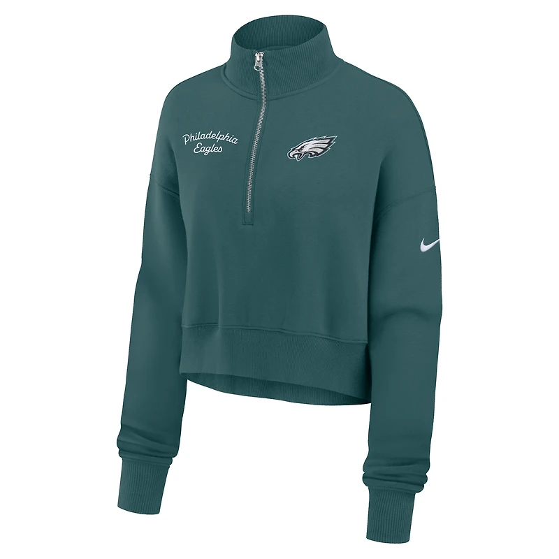 Sweat-shirt Nike vert nuit à demi-zip pour femme des Philadelphia Eagles et du Phoenix