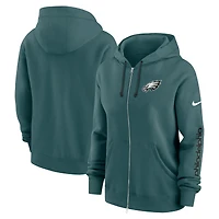 Sweat à capuche entièrement zippé Nike Philadelphia Eagles Phoenix pour femme, grande taille, vert nuit