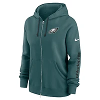 Sweat à capuche entièrement zippé Nike Philadelphia Eagles Phoenix pour femme, grande taille, vert nuit