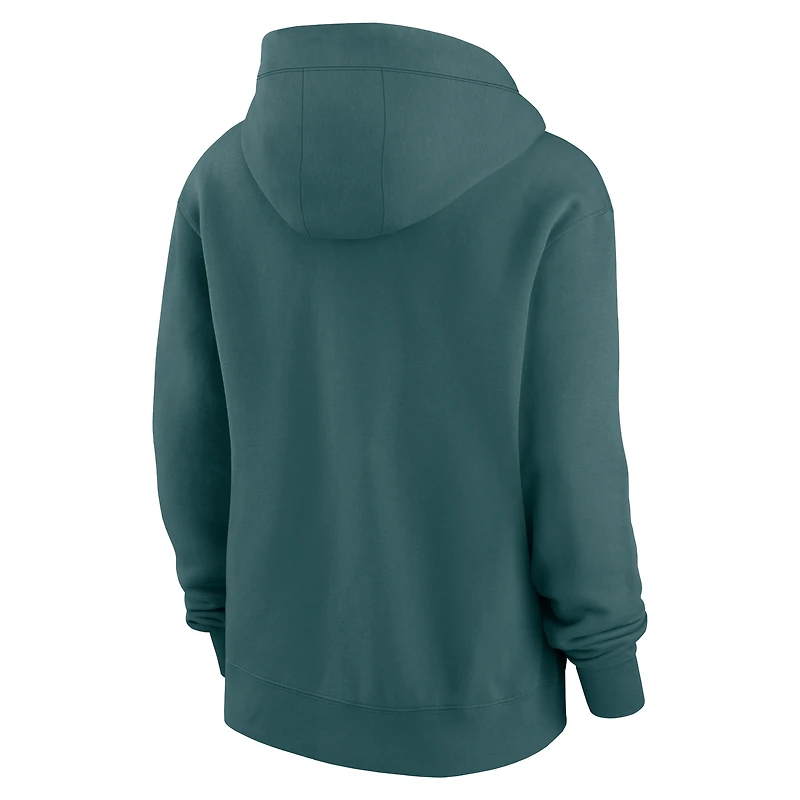 Sweat à capuche entièrement zippé Nike Philadelphia Eagles Phoenix pour femme, grande taille, vert nuit
