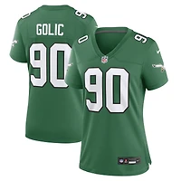 Maillot pour femme Nike Mike Golic Kelly Green Philadelphia Eagles Alternate Throwback Game
