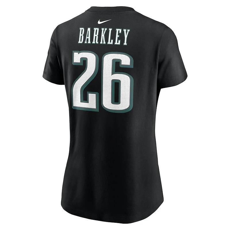 T-shirt Nike Saquon Barkley noir pour femme avec nom et numéro des Philadelphia Eagles du Super Bowl LIX