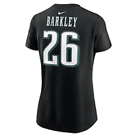 T-shirt Nike Saquon Barkley noir pour femme avec nom et numéro des Philadelphia Eagles du Super Bowl LIX