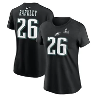 T-shirt Nike Saquon Barkley noir pour femme avec nom et numéro des Philadelphia Eagles du Super Bowl LIX