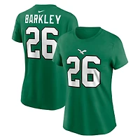 T-shirt avec nom et numéro de joueur Nike Saquon Barkley Kelly Green Philadelphia Eagles pour femme