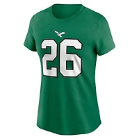 T-shirt avec nom et numéro de joueur Nike Saquon Barkley Kelly Green Philadelphia Eagles pour femme