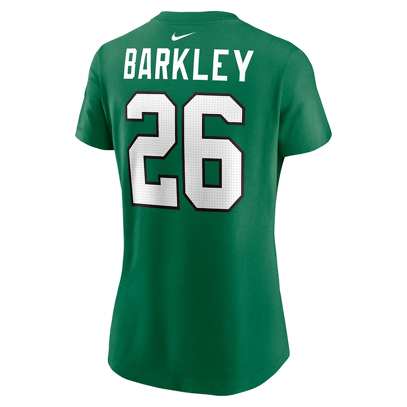 T-shirt avec nom et numéro de joueur Nike Saquon Barkley Kelly Green Philadelphia Eagles pour femme