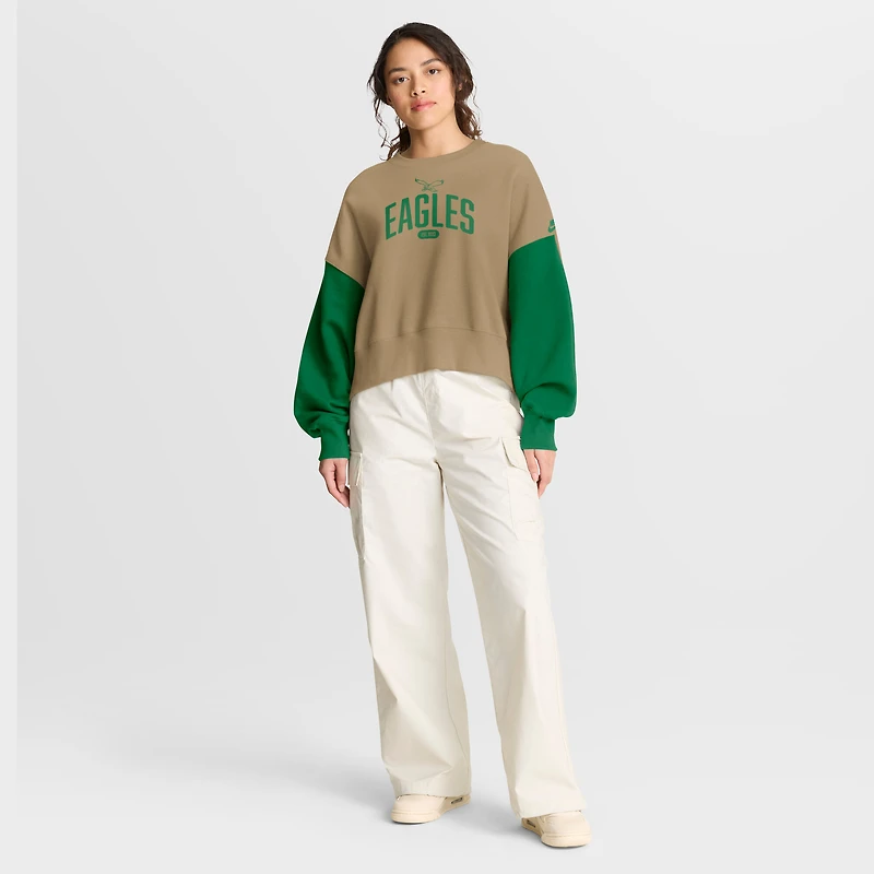 Sweat-shirt surdimensionné Nike Tan Philadelphia Eagles Rewind pour femme