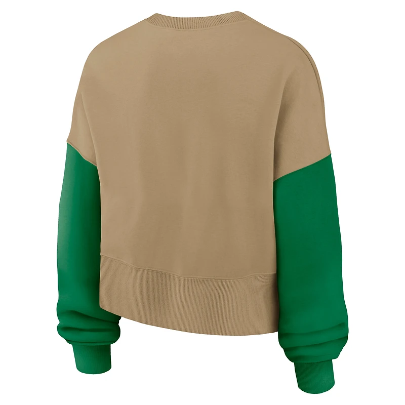 Women's Nike Tan Philadelphia Eagles Oversized Rewind Pullover Sweatshirt