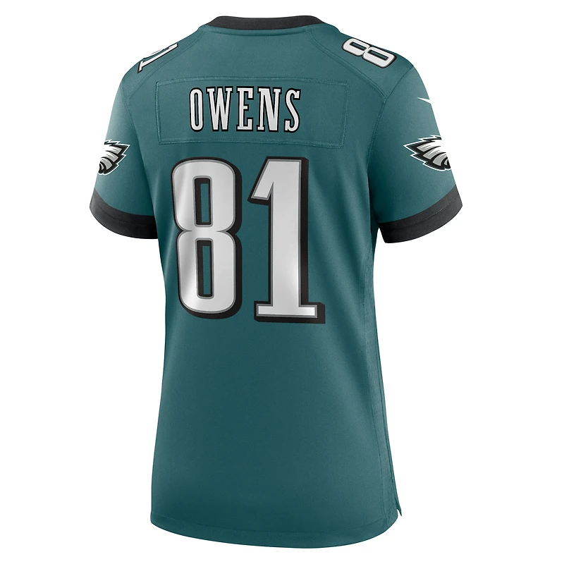 Maillot de match retiré l'équipe Nike Terrell Owens Midnight Green des Eagles Philadelphie pour femmes