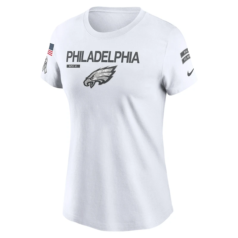 T-shirt Nike blanc Philadelphia Eagles 2024 Salute To Service Legend Performance pour femme