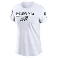 T-shirt Nike blanc Philadelphia Eagles 2024 Salute To Service Legend Performance pour femme
