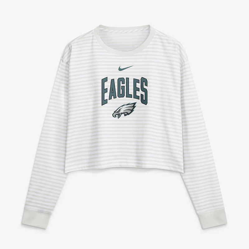 Women's Nike White Philadelphia Eagles Loose Fit Crop Top