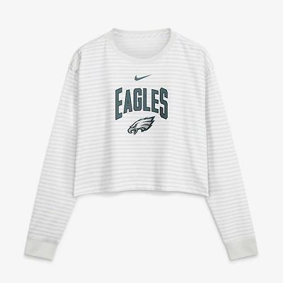 Women's Nike White Philadelphia Eagles Loose Fit Crop Top