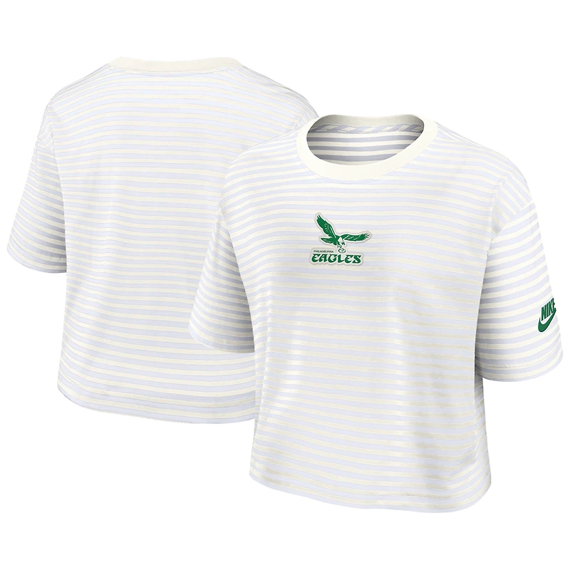 T-shirt court rayé jaune/crème Nike Philadelphia Eagles pour femme