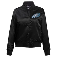 Women's Pro Standard Black Philadelphia Eagles Jeweled Satin Full-Snap Jacket