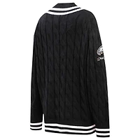 Women's Pro Standard  Black Philadelphia Eagles Prep V-Neck Pullover Sweater