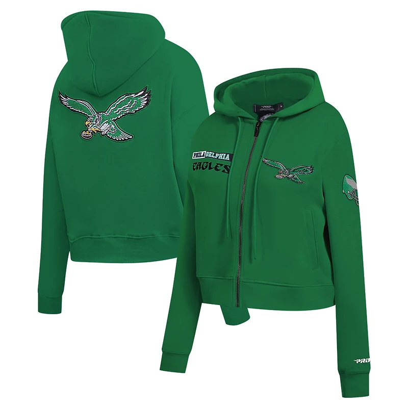 Sweat à capuche zippé avec logo Split Pro Standard Kelly Green pour femme des Philadelphia Eagles