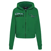 Women's Pro Standard Kelly Green Philadelphia Eagles Split Logo Full-Zip Hoodie