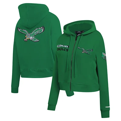 Women's Pro Standard Kelly Green Philadelphia Eagles Split Logo Full-Zip Hoodie