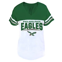 Profil femme Kelly Green/White Philadelphia Eagles T-shirt grande taille à col en V fendu