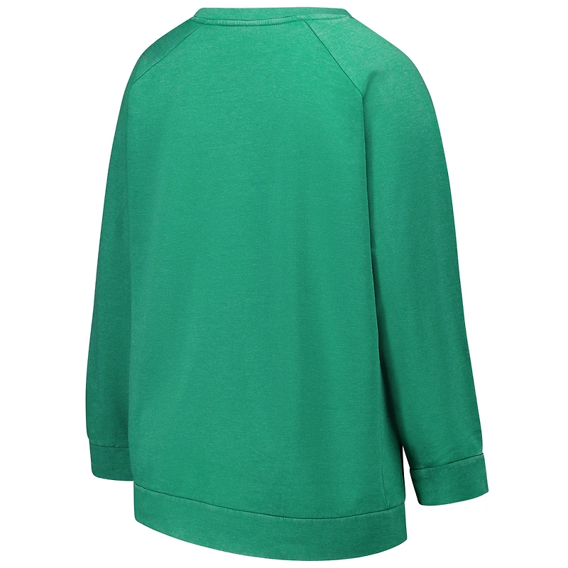 Sweat-shirt raglan délavé à l'acide grande taille pour femme, profil Kelly Green, Philadelphia Eagles