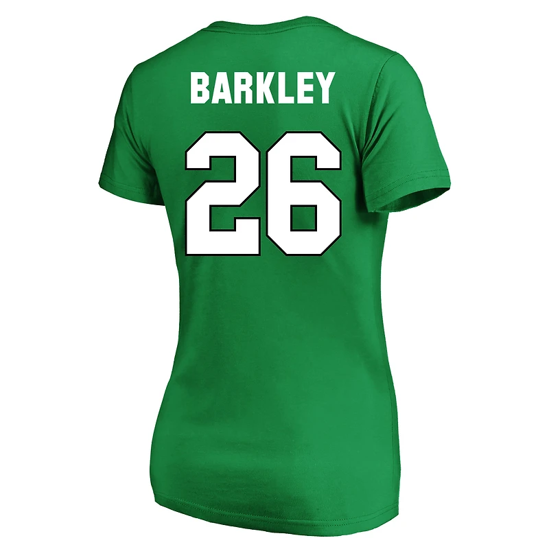T-shirt à col rond taille plus pour femme Saquon Barkley Kelly Green Philadelphia Eagles avec nom et numéro Fair Catch