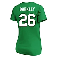 T-shirt à col rond taille plus pour femme Saquon Barkley Kelly Green Philadelphia Eagles avec nom et numéro Fair Catch